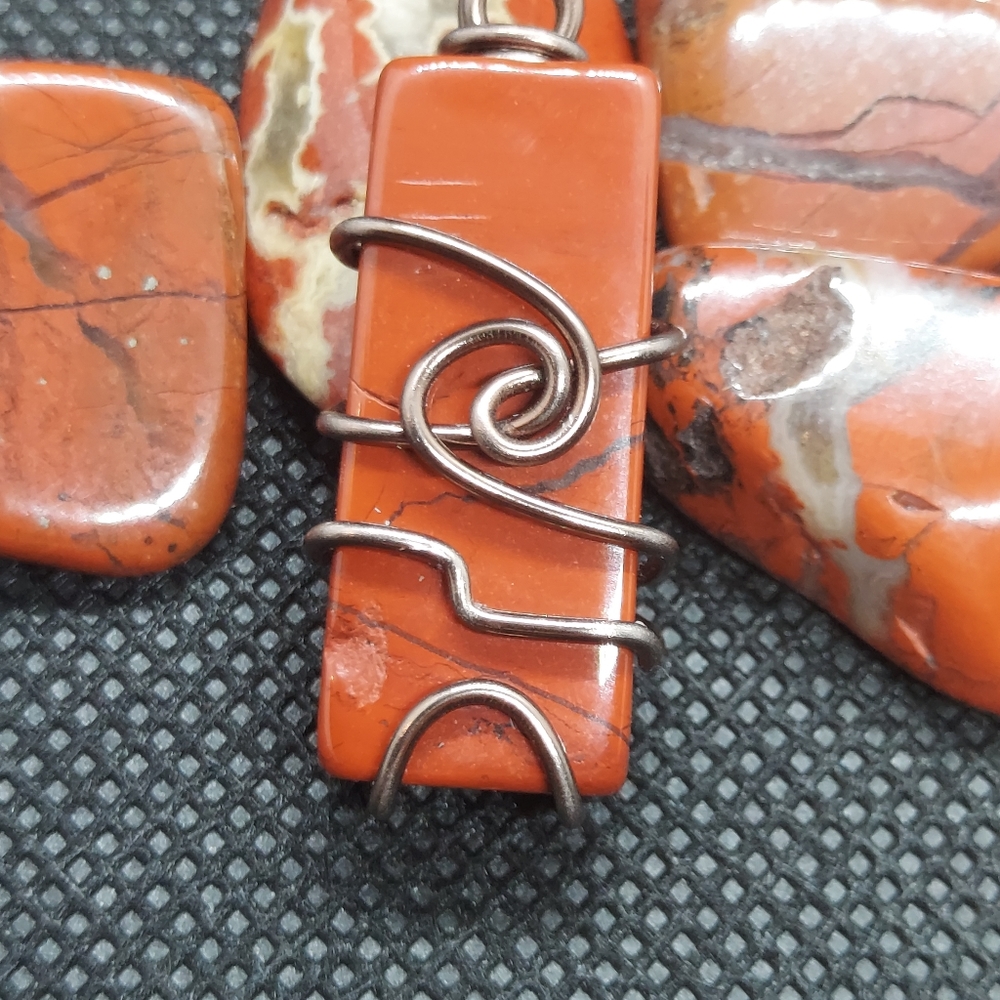 Red jasper wire wrapped pendant
